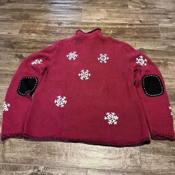 Mandal Bay Snowman Sweater Women’s Large Beaded Embroidered Snowman Mittens Zip - Picture 12 of 16